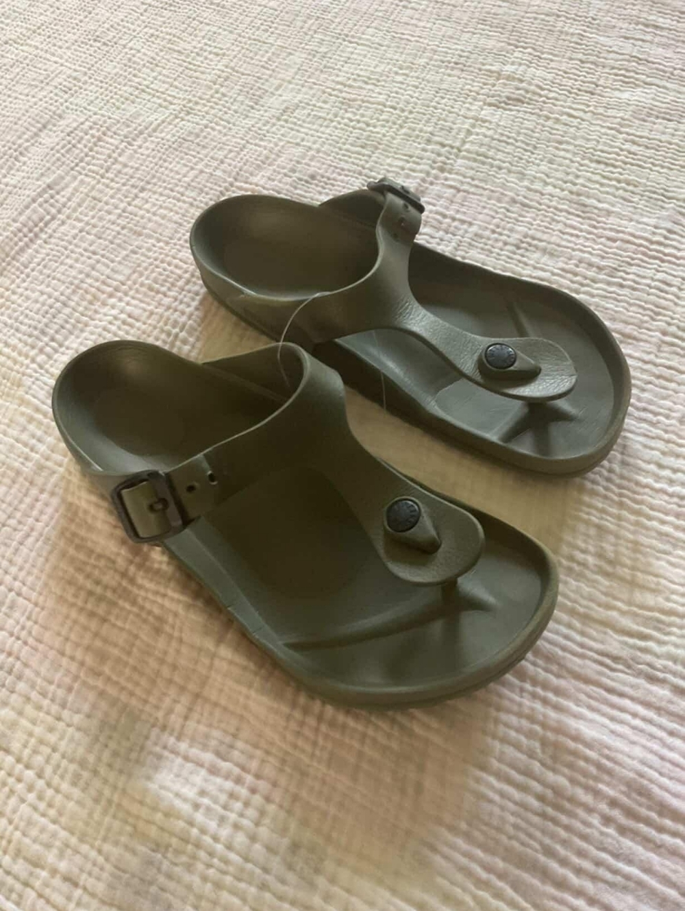 Birkenstock Olive Green Toe-Post Sandals with Buckle